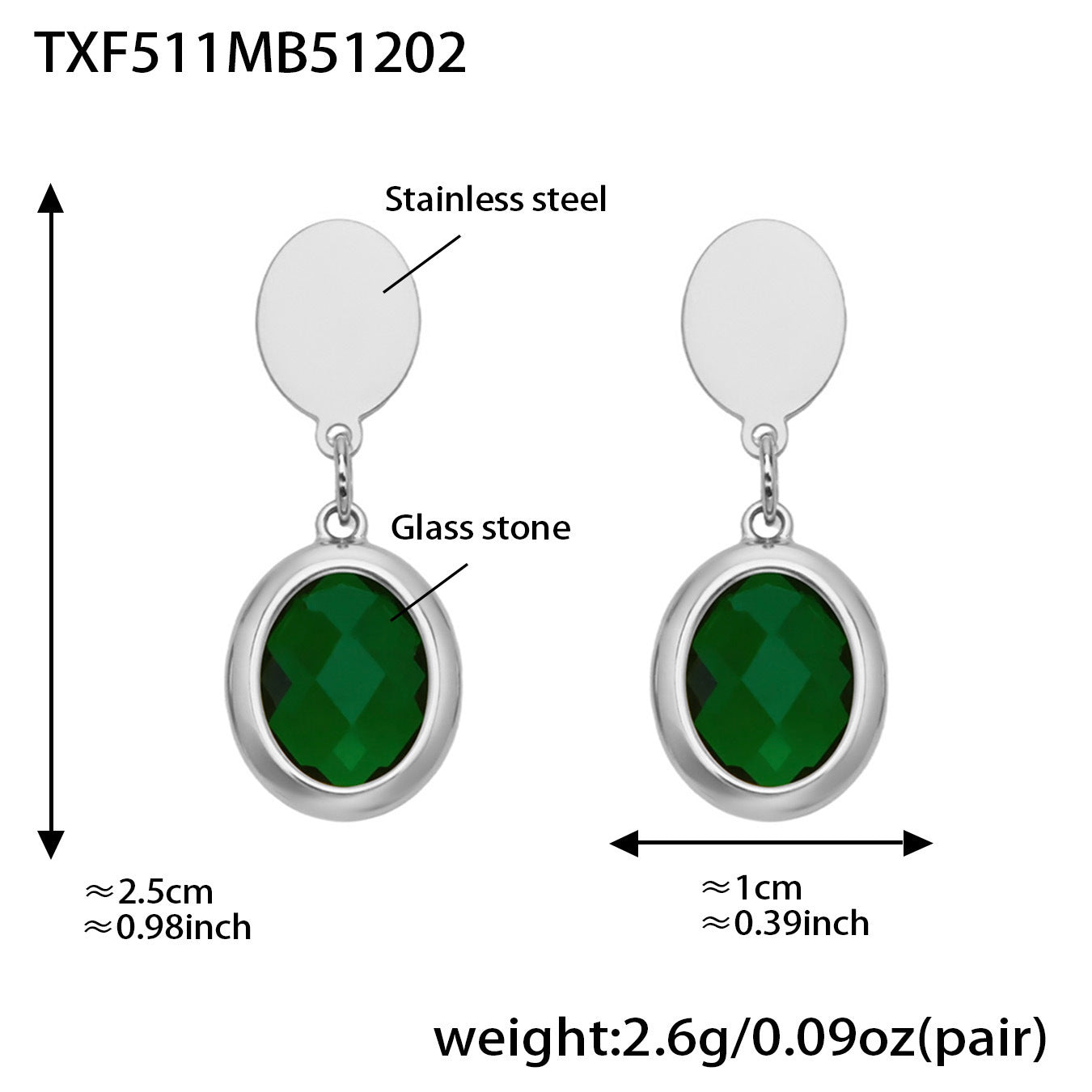 B廠【TXP511】不鏽鋼幾何橢圓切面玻璃石包邊項鍊手鍊耳環組鍍18k金跨國首飾
 25.12-2