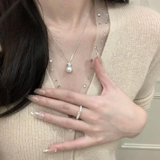 E廠【XDQ0791N】S925純銀輕奢小眾星星仿珍珠項鍊女溫柔氣質星形閃鋯鎖骨鏈潮
 26.04-4