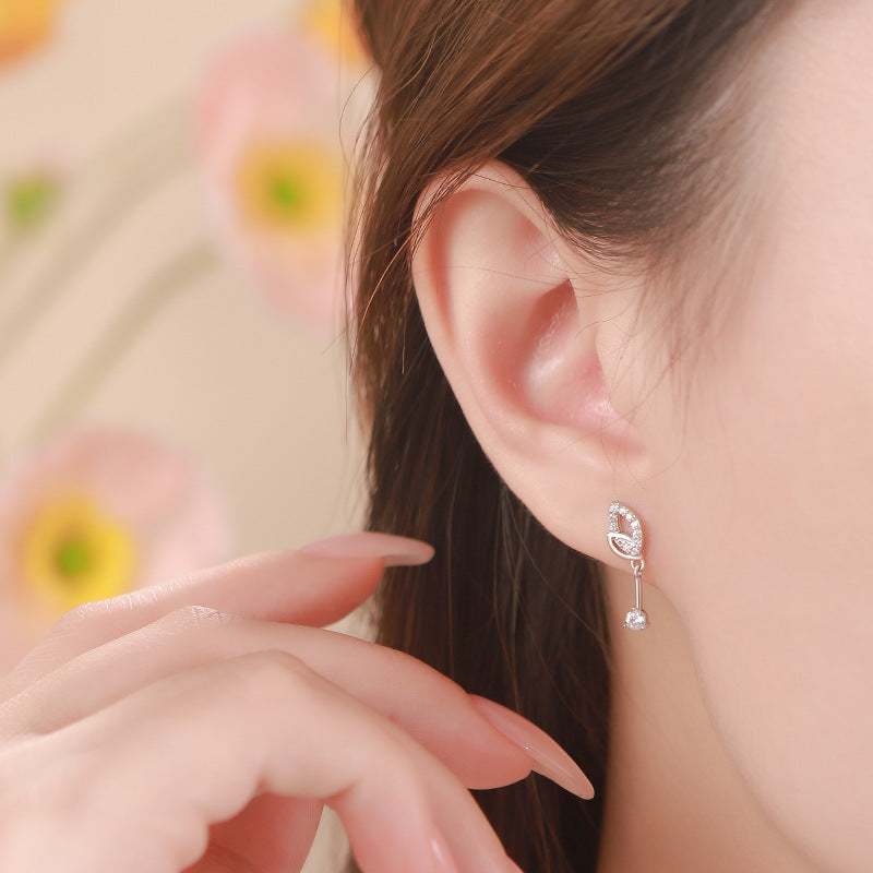 E廠【YC4083E】S999足銀精美樹葉鋯石耳環女森系輕奢氣質小眾高級感耳飾
 25.10-3