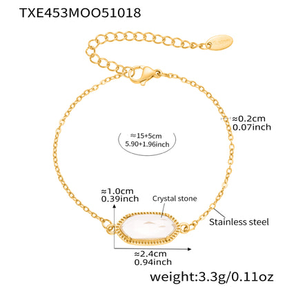 B廠【TXP453】不銹鋼天然水晶石切面爪鑲鋯石方塊五葉花吊墜項鍊手鍊套裝
 25.10-4