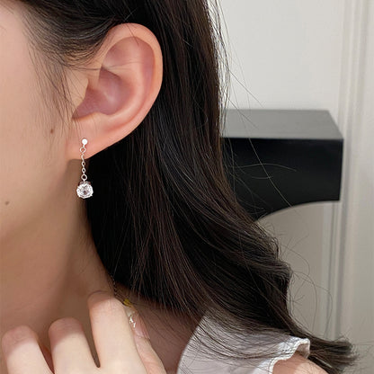 E廠【DQ10031E】S925純銀爆閃玫瑰切耳環女氣質甜美彩色鋯石耳環精緻耳飾
 25.10-2