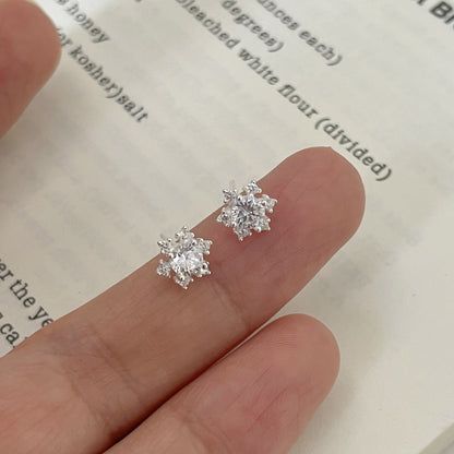 E廠【DQ10847E】S999純銀小眾設計雪花耳環女精緻高級感鑲嵌鋯石ins百搭耳飾
 25.10-3