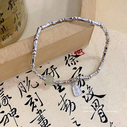 E廠【YC5339-5350SL】S925純銀新中式喜樂竹節手鍊女國風漢服小眾設計感配件 24.04-2