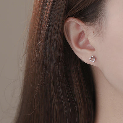 D廠【YC5576E】S999足銀花環耳環幾何設計甜美輕奢冬季爆款簡約小眾耳飾 25.01-4