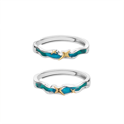 D廠【YC3062R】原創足銀S999四芒星滴油情侶對戒夢幻氛圍感清新溫柔小眾手飾
 26.01-1