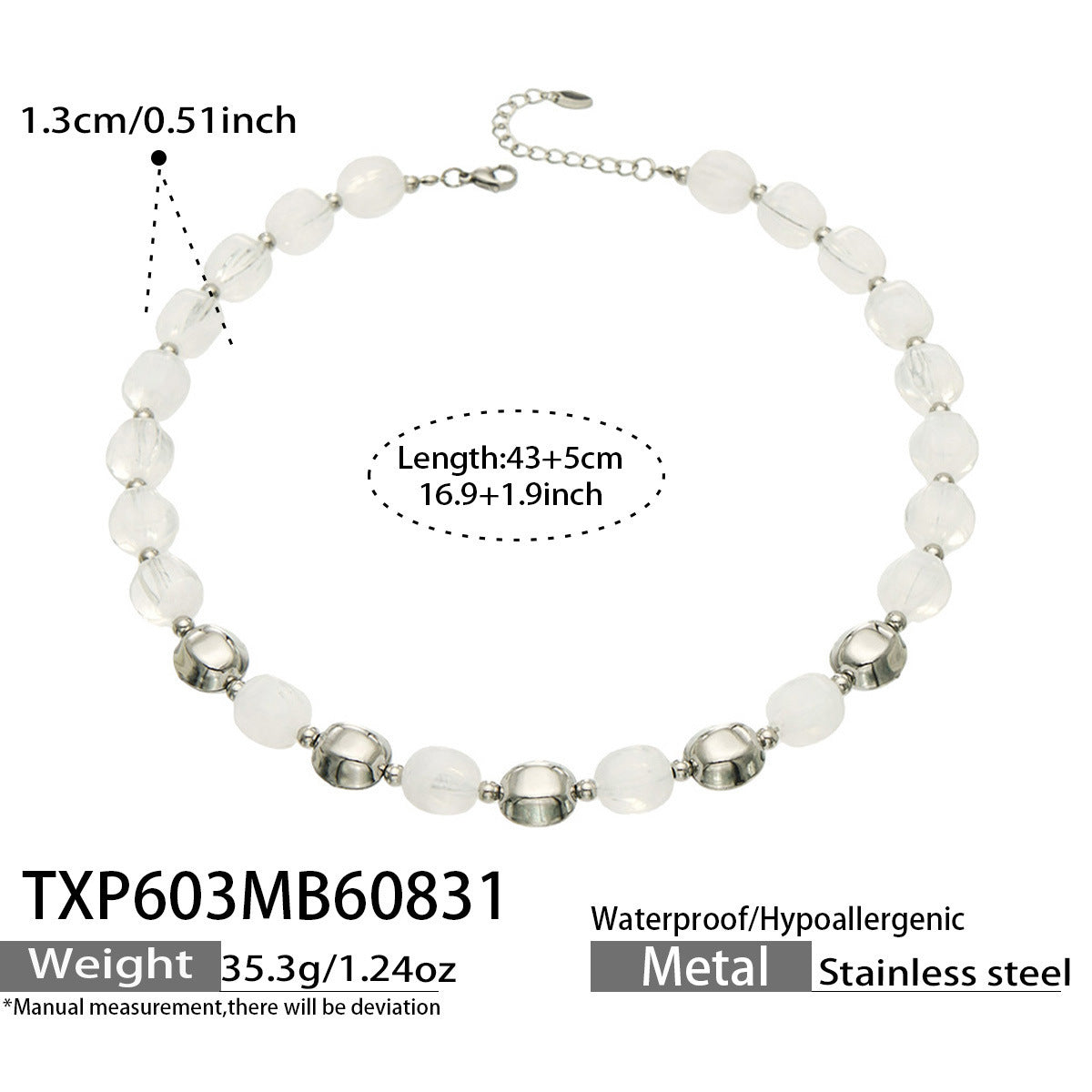 B廠【TXP603】歐美輕奢風不銹鋼金珠復古樹脂彩色手飾小眾手鍊項鍊女套裝飾品
 26.09-1