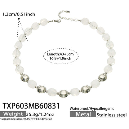 B廠【TXP603】歐美輕奢風不銹鋼金珠復古樹脂彩色手飾小眾手鍊項鍊女套裝飾品
 26.09-1