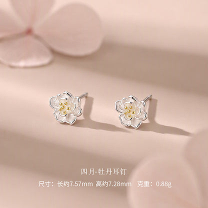D廠【YC6717E】足銀S999十二月花神簡約精緻小清新小眾溫柔古風甜美獨特耳飾
 26.09-3