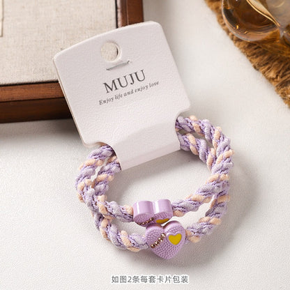 C廠【B340】2條卡裝髮繩高彈性編織頭繩少女小清新髮飾鑲鑽高馬尾皮筋 25.08-3「C廠-單筆結帳需滿，NT$500出貨(不含運費)」