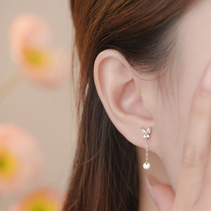 D廠【YC4634E】足銀S999蝴蝶鋯石流蘇耳環森系炫彩時尚輕奢精美淡雅小眾耳飾
 25.11-1