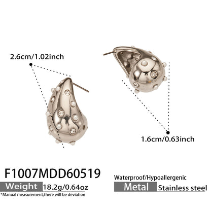 B廠【F1007】歐美新款INS小眾貝珠水鑽水滴形耳環幾何鏤空不鏽鋼鍍18k真金耳飾
 26.05-4