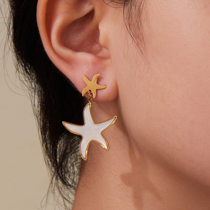 B廠【TXF410】天然貝殼滴油大小愛心耳環戒指不鏽鋼材質跨境熱銷時尚飾品
 25.10-1