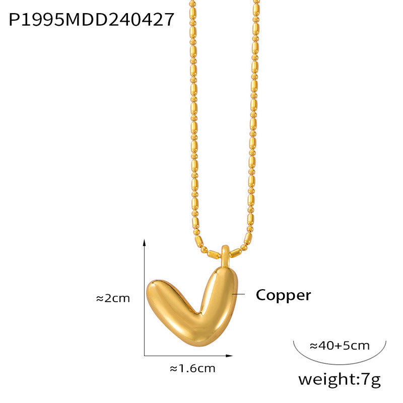 B廠【P1995】歐美跨境熱銷26英文字母銅材質吊墜鈦鋼項鍊女INS小眾個性鎖骨鏈 24.05-1
