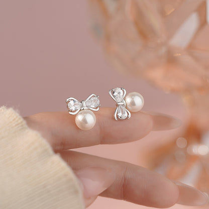 D廠【YC5008E】S999足銀甜蝴蝶結耳環女可愛日常法式復古百搭高級感耳飾 25.03-4