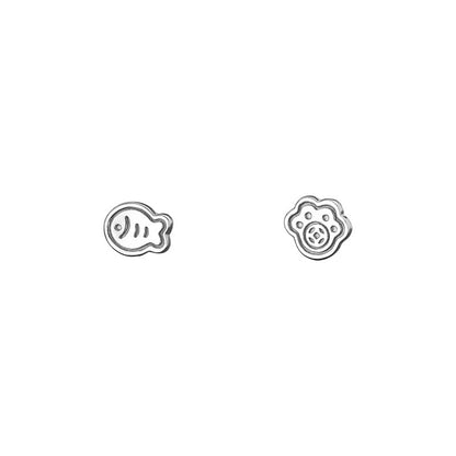 D廠【YC2745E】S999足銀貓爪小魚耳環韓風韓系簡約時尚個性獨特可愛耳飾 26.07-3