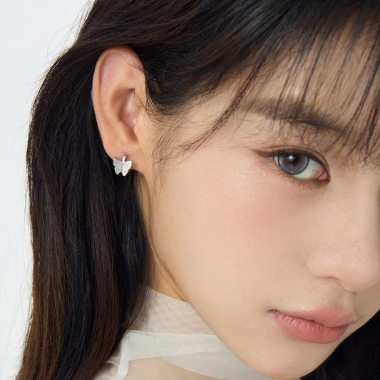 E廠【XDQ11457E】S999純銀時尚氣質閃砂蝴蝶耳扣女高級感小眾足銀耳環耳環ins
 26.08-4