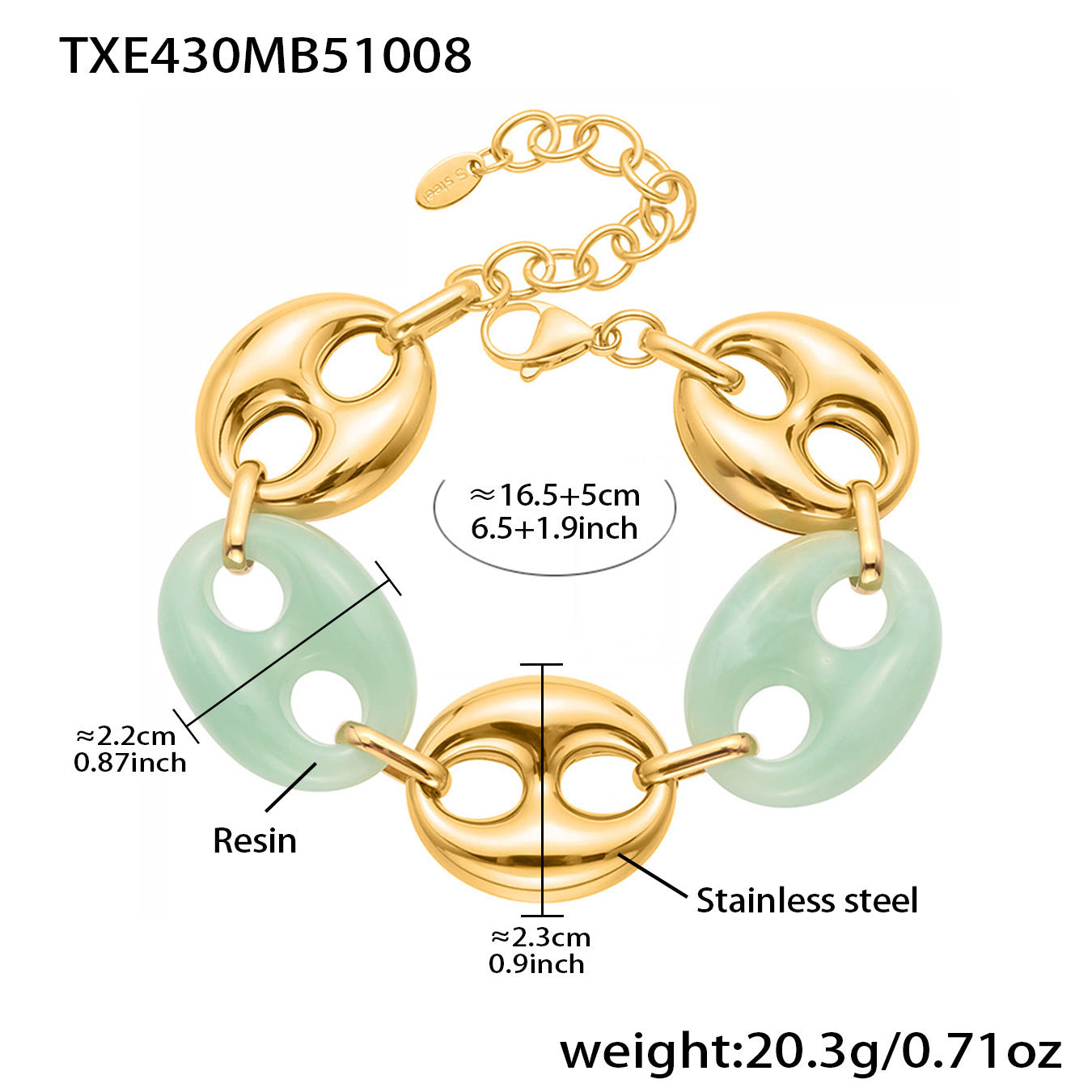 B廠【TXP430】不銹鋼豬鼻子樹脂項鍊多色時尚手工鍊鍍18k金項鍊手鍊耳環
 25.10-3