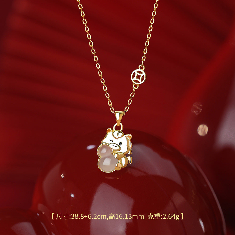 D廠【YC1013N】原創純銀S925葫蘆小馬項鍊生肖馬爾釘輕奢手鍊精緻本命年首飾
 25.12-3