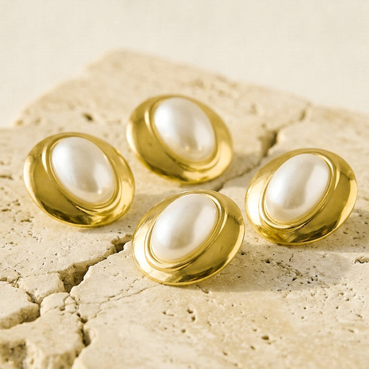 B廠【F1397】歐美高質感高光貝母圓形耳環不鏽鋼18k鍍金耳環ins風小眾時尚耳環
 26.03-3