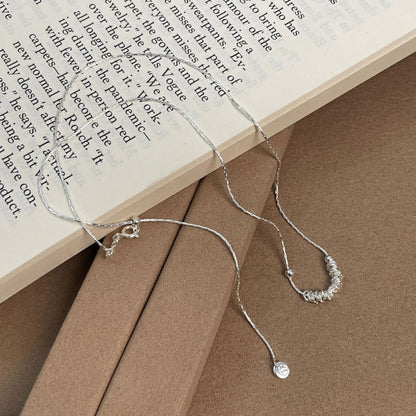 E廠【DQ0649N】S925純銀簡約不規則紋理圓環項鍊女輕奢奢華都會高級感鎖骨鏈百搭 25.07-4