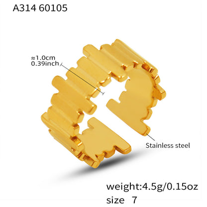 B廠【A314】歐美ins小眾設計不規則長條幾何開口戒指不鏽鋼鍍18k真金個性戒指
 26.01-1