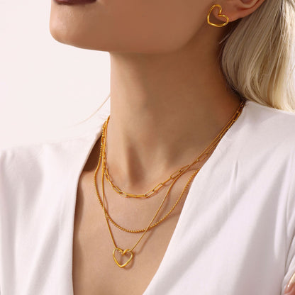 B廠【TXP220】ins小眾不規則愛心項鍊耳環鈦鋼首飾套裝不掉色女 25.01-2