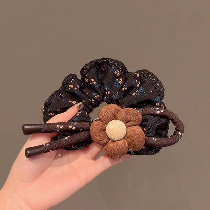 C廠【Y976】優雅氣質碎花布藝髮圈蝴蝶結花朵腸圈頭飾秋冬新款紮馬尾髮繩頭繩
 25.12-4「C廠-單筆結帳需滿，NT$500出貨(不含運費)」