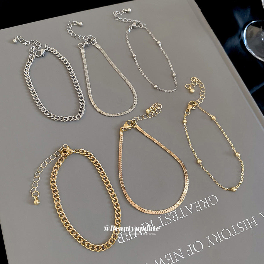 A廠【HB4601】歐美跨國金屬感蛇鍊手鍊三件組時尚百搭氣質手環小眾設計感手飾女
 25.10-1