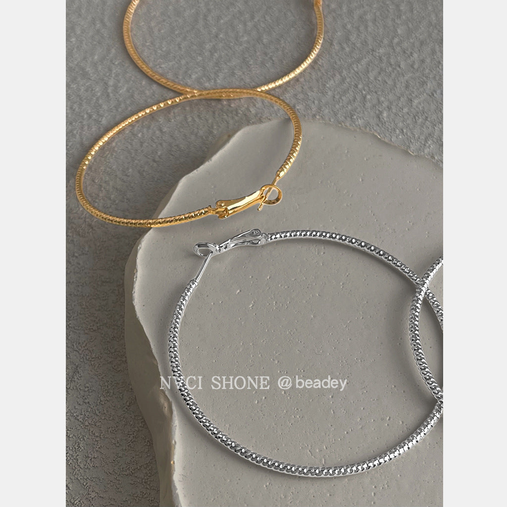 A廠【7165】時尚個性冷淡風大耳圈圓圈銀針高級感通勤百搭耳環
 25.11-4