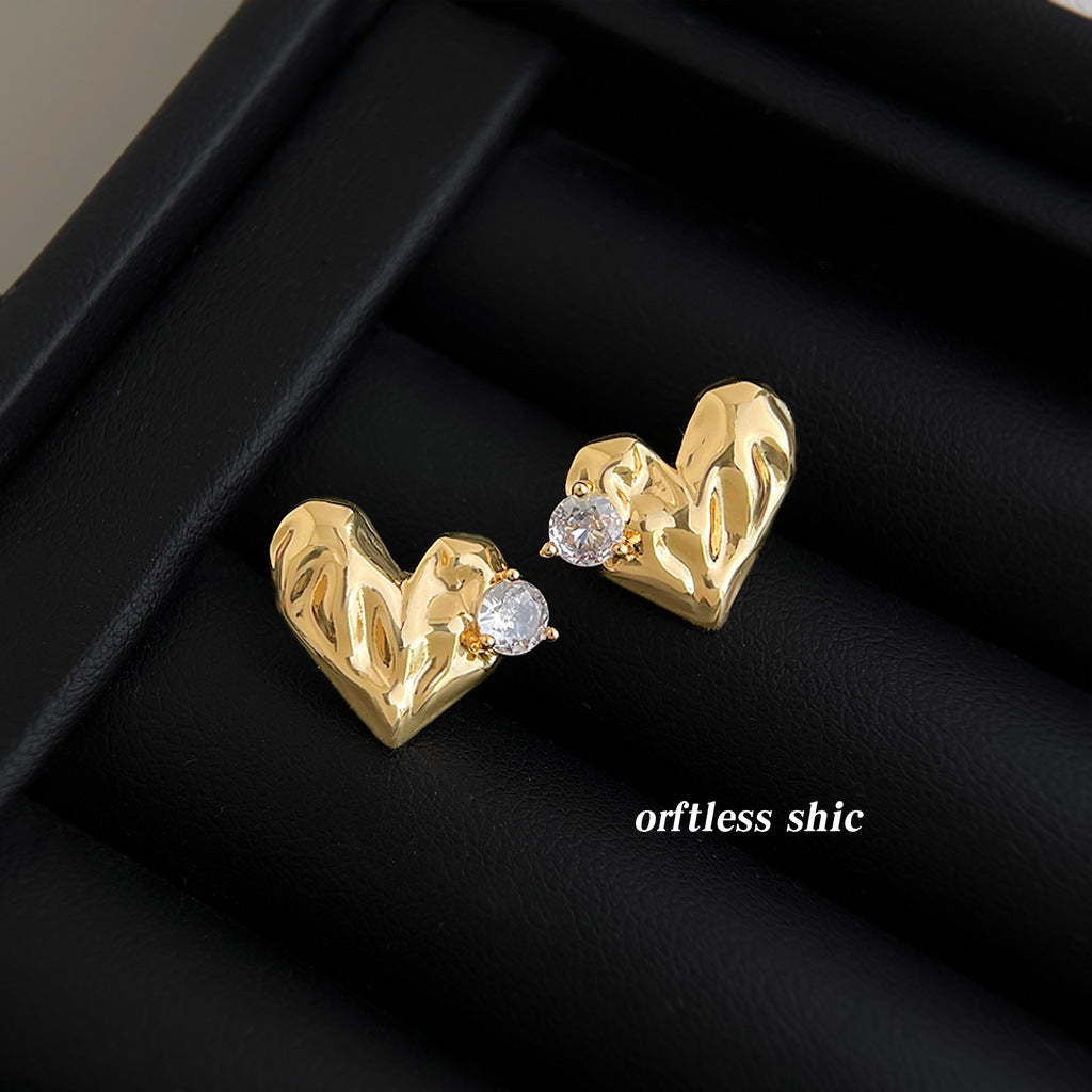 A廠【7152】原創肌理感微鑲鋯石925銀針時尚高級感輕奢風愛心耳飾耳環女
 25.11-4