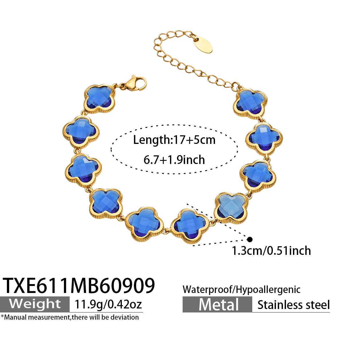 B廠【TXP611】謎麗港風顯貴四葉花不鏽鋼鍍金紅玻璃簡約小眾項鍊手鍊耳飾飾品女
 26.09-3