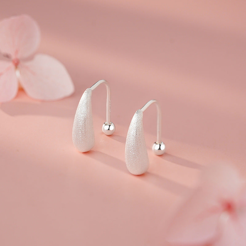 D廠【YC2283E】足銀S999新款拉絲水滴螺絲耳環女潮冷淡風高級感小眾簡約耳飾
 25.11-3