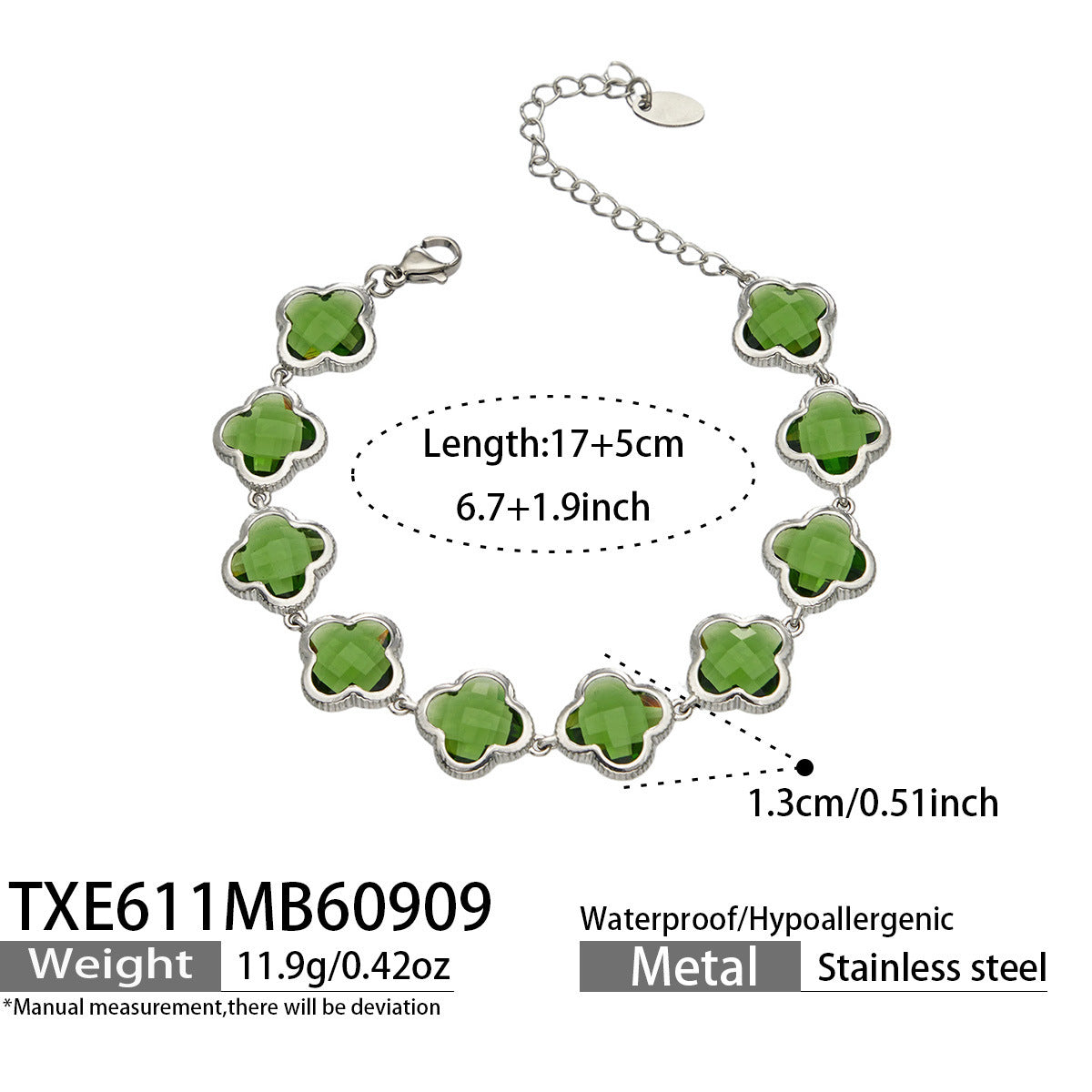 B廠【TXP611】謎麗港風顯貴四葉花不鏽鋼鍍金紅玻璃簡約小眾項鍊手鍊耳飾飾品女
 26.09-3