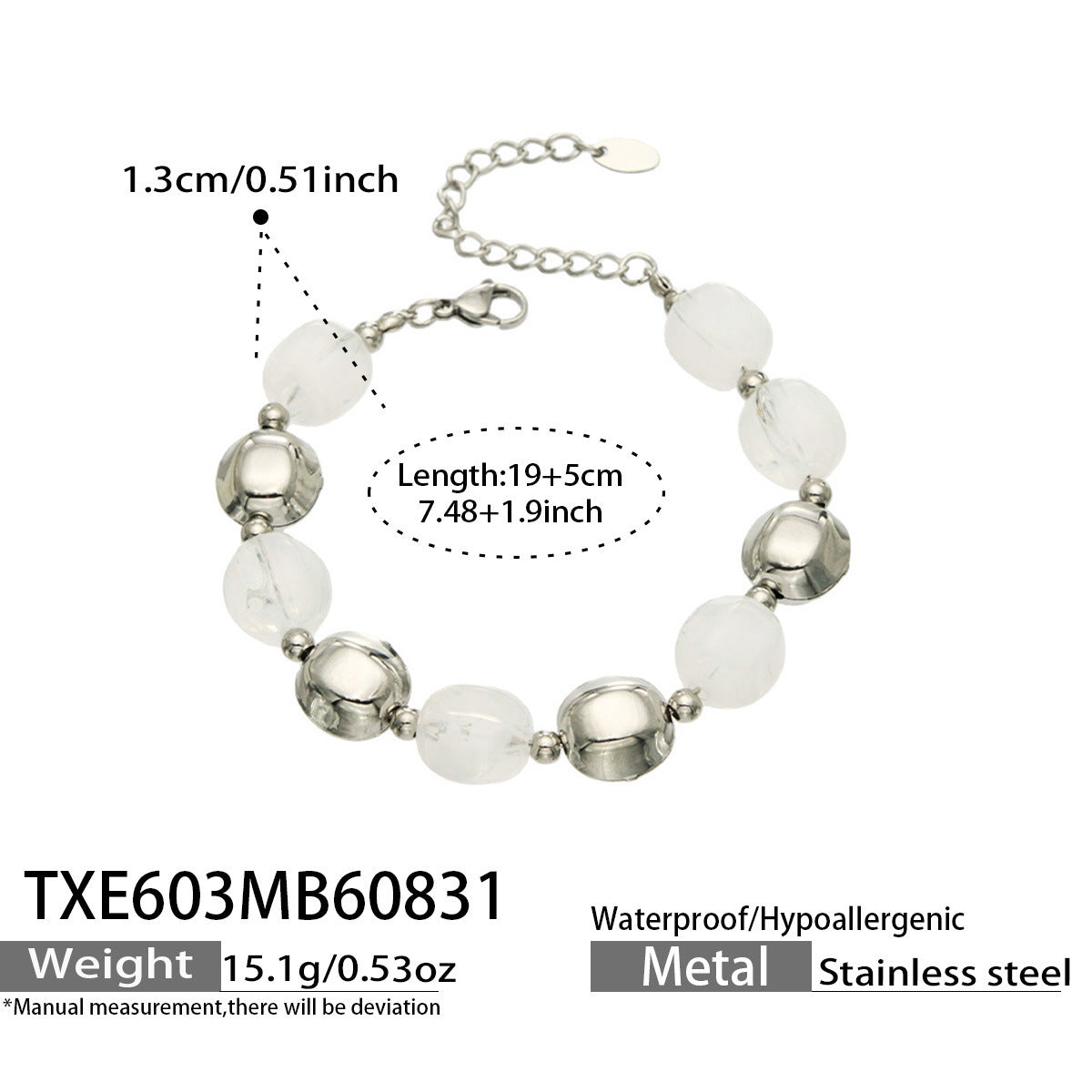 B廠【TXP603】歐美輕奢風不銹鋼金珠復古樹脂彩色手飾小眾手鍊項鍊女套裝飾品
 26.09-1