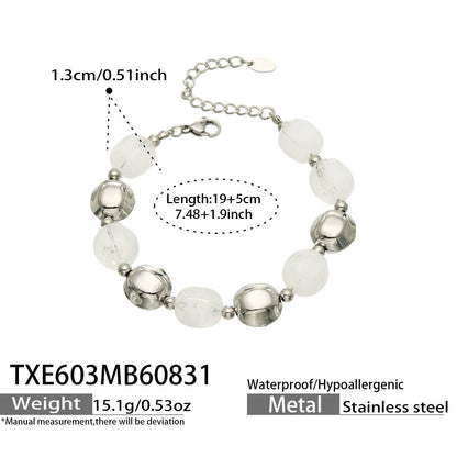 B廠【TXP603】歐美輕奢風不銹鋼金珠復古樹脂彩色手飾小眾手鍊項鍊女套裝飾品
 26.09-1