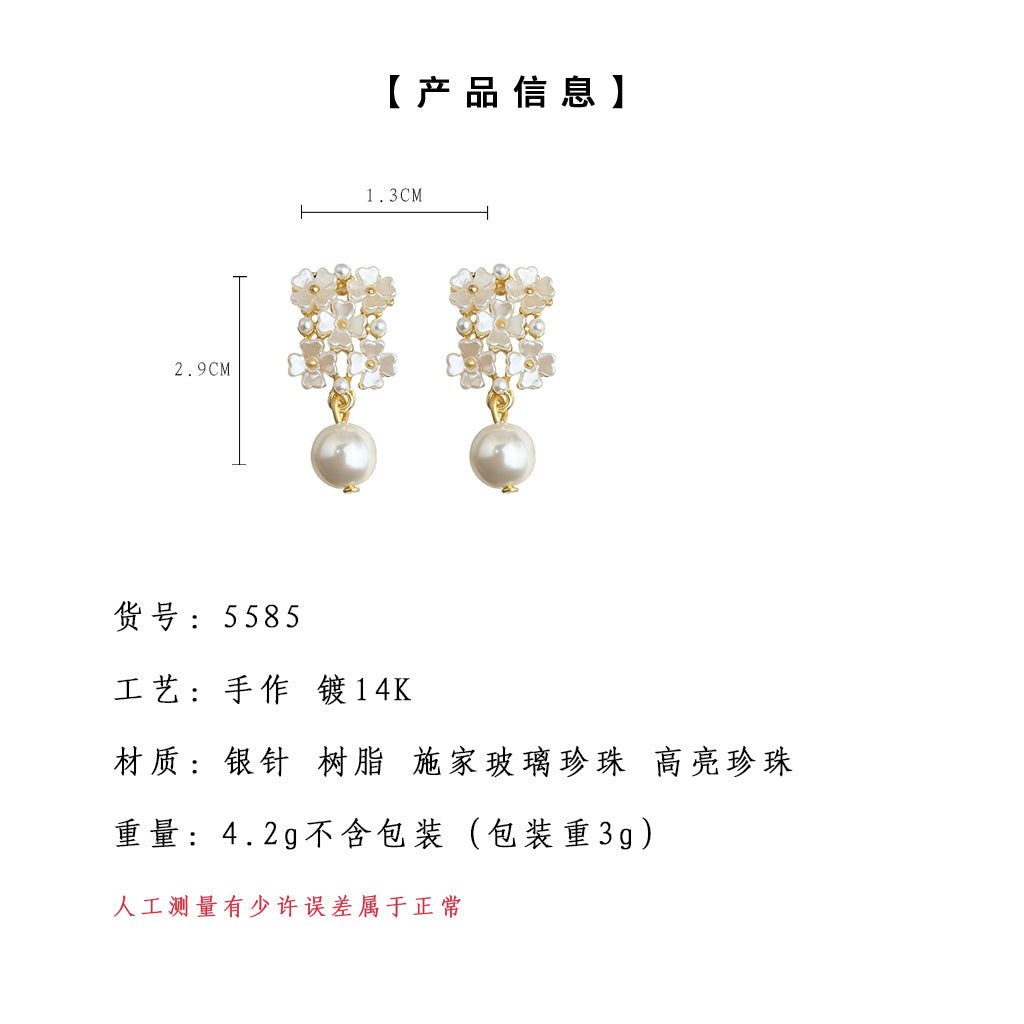 C廠【5585】森系高級感時尚優雅氣質花朵春夏銀針耳環2025年新款耳環 25.02-4