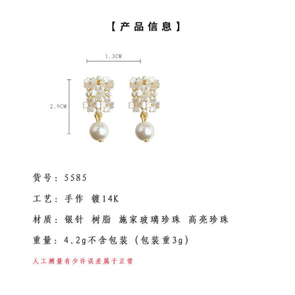 A廠【5585】森系高級感時尚優雅氣質花朵春夏銀針耳環2025年新款耳環 25.02-4