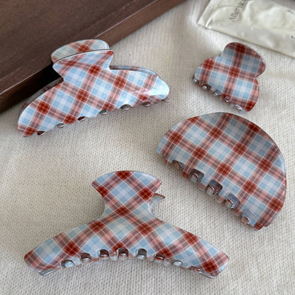 C廠【X128】簡約格紋抓夾女高級感2026新款韓系ins氣質髮夾後腦勺鯊魚夾頭飾
 26.04-3