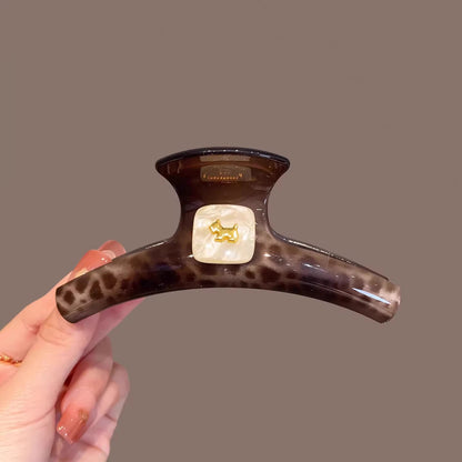 C廠【X84】高品質豹紋小狗抓夾大號高級感鯊魚夾子後腦勺盤髮復古髮夾頭飾女
 26.04-3