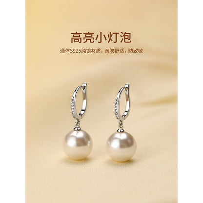 E廠【DQ10106E】S925純銀輕奢正圓仿珍珠耳扣女氣質微鑲精緻耳環高級感耳飾潮
 25.09-3