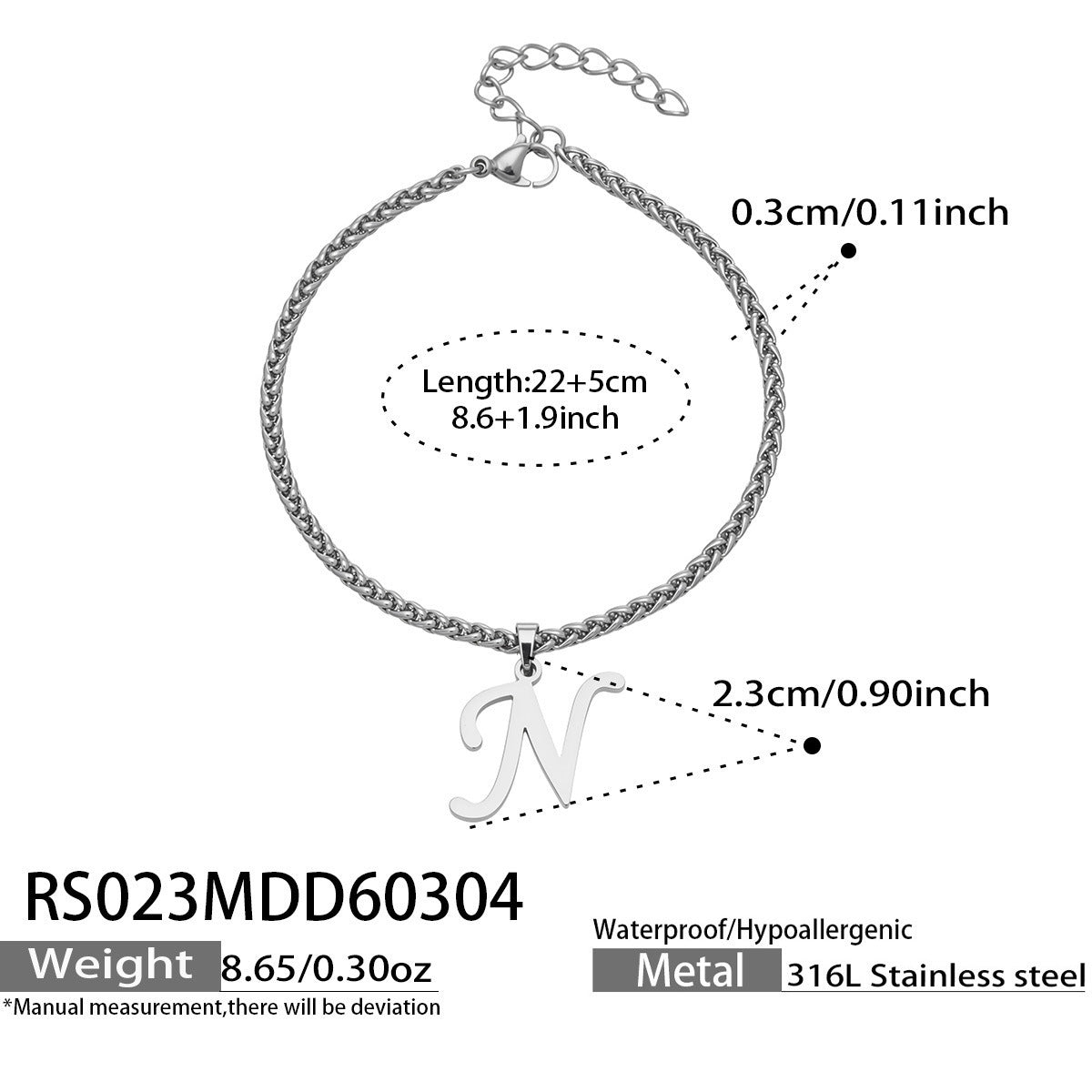 B廠【RS023】ins小眾時尚設計新款26字吊墜腳鍊不銹鋼材質歐美個性簡約腳飾
 26.03-2