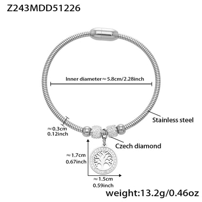 B廠【Z243】歐美時尚氣質女手環輕奢風鋯石生命樹吊墜手鐲不鏽鋼鍍18k真金
 26.01-1