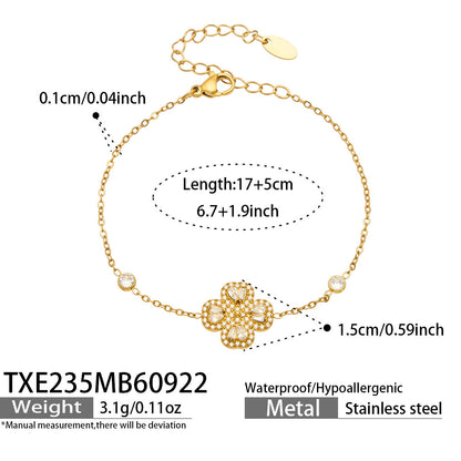 B廠【TXP158】 5A鋯石四瓣花愛心吊墜手鍊項鍊耳環飾品套裝
 26.09-4