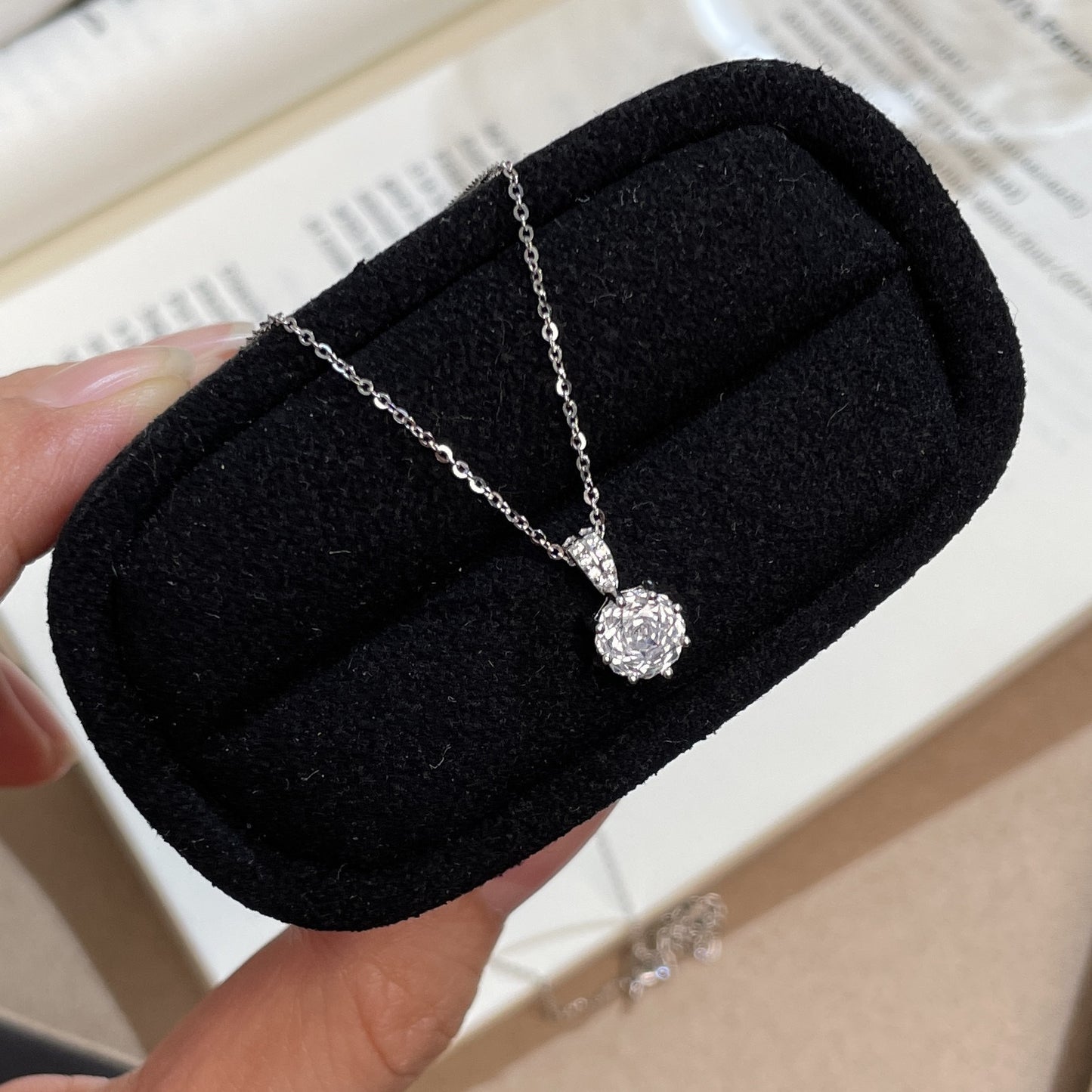 F廠【XDQ0079N】S925純銀千禧玫瑰切閃鑽項鍊女輕奢高級感鋯石單鑽精緻鎖骨鏈
 25.11-1