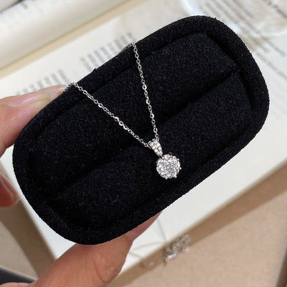 F廠【XDQ0079N】S925純銀千禧玫瑰切閃鑽項鍊女輕奢高級感鋯石單鑽精緻鎖骨鏈
 25.11-1