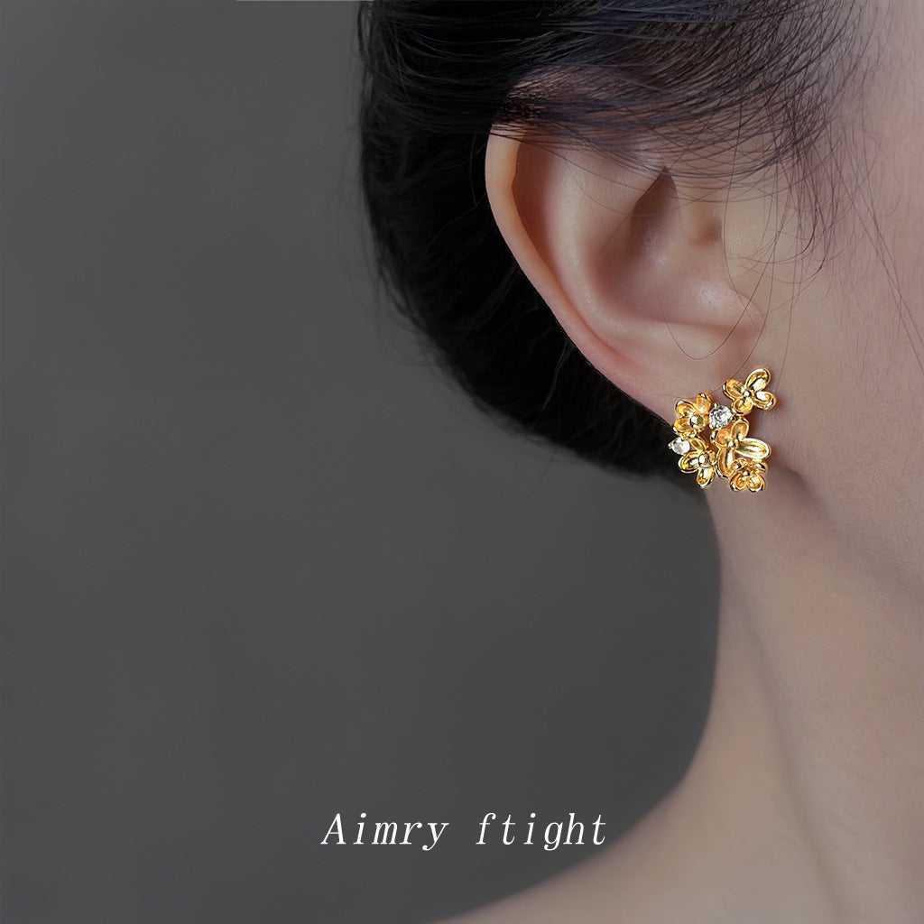 A廠【6932】原創桂花系！ 925銀針保色電鍍設計師款花朵耳飾新款耳環飾品
 25.10-3