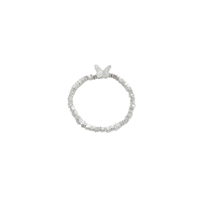 F廠【DQ8344R】S925純銀精緻蝴蝶碎銀戒指女簡約高級感碎銀幾兩食指戒 25.07-4