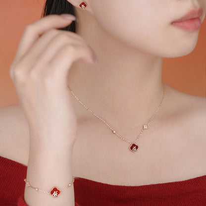 D廠【YC2693N】原創S925純銀馬到成功耳環本命年手鍊四葉草生肖馬項鍊
 25.10-4