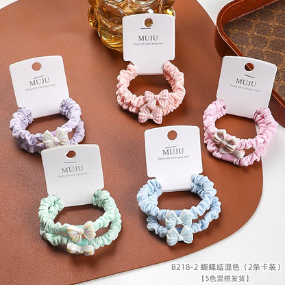 C廠【B218】2條卡裝小腸髮圈甜美少女皮筋頭繩韓系新款髮飾丸子頭馬尾髮繩 25.05-3「C廠-單筆結帳需滿，NT$500出貨(不含運費)」