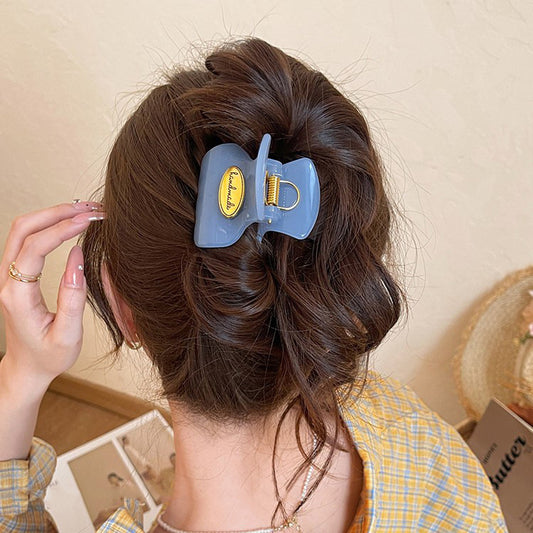 C廠【X113】海鹽藍~頭髮抓夾女金標半紮髮鯊魚夾高級感髮夾後腦勺巨好看髮飾
 26.04-3